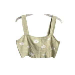 Le Lis Floral Green Boho Crop Top size Large